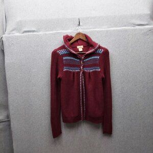 Arizona Jean Co. Red Hooded Knit Cardigan Sweater L/G 100% Acrylic Womens Zipper